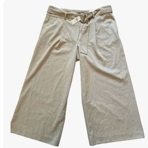 Ann Taylor Sz 16 NWT Tan Kacki Belted Wide Leg Crop Trouser